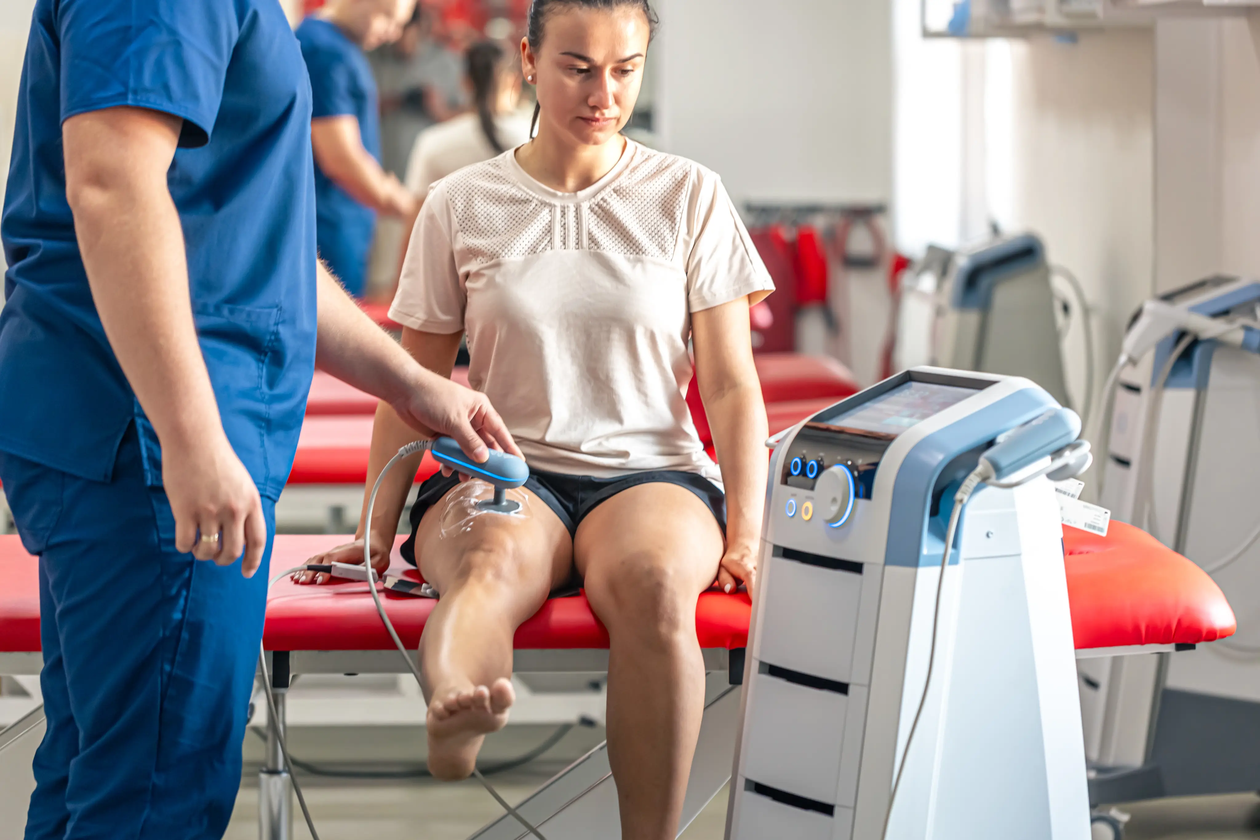 Patient receiving treatment for knee condition