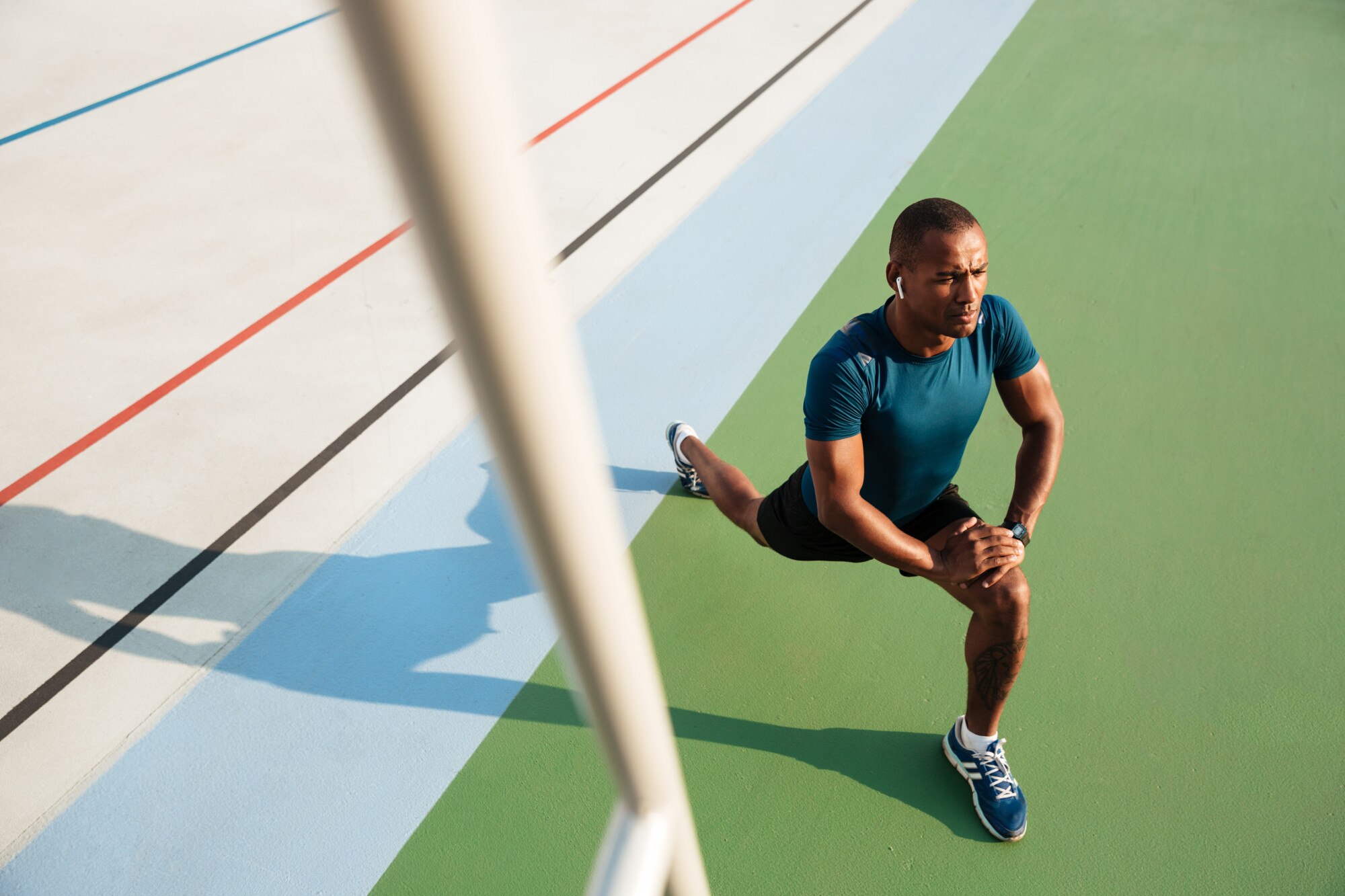 Athlete stretching during performance training